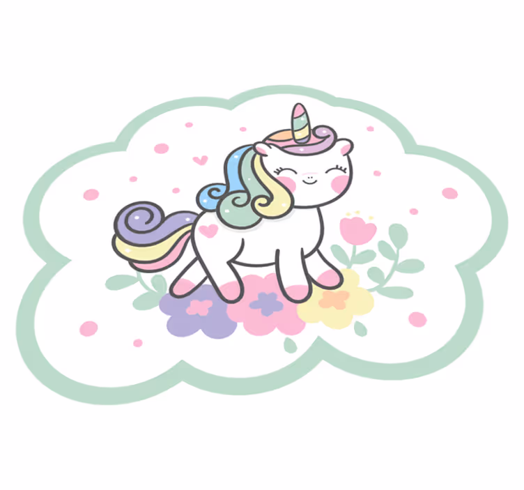 Unicorn leende kör i fält barn vinyl matta - Tenstickers