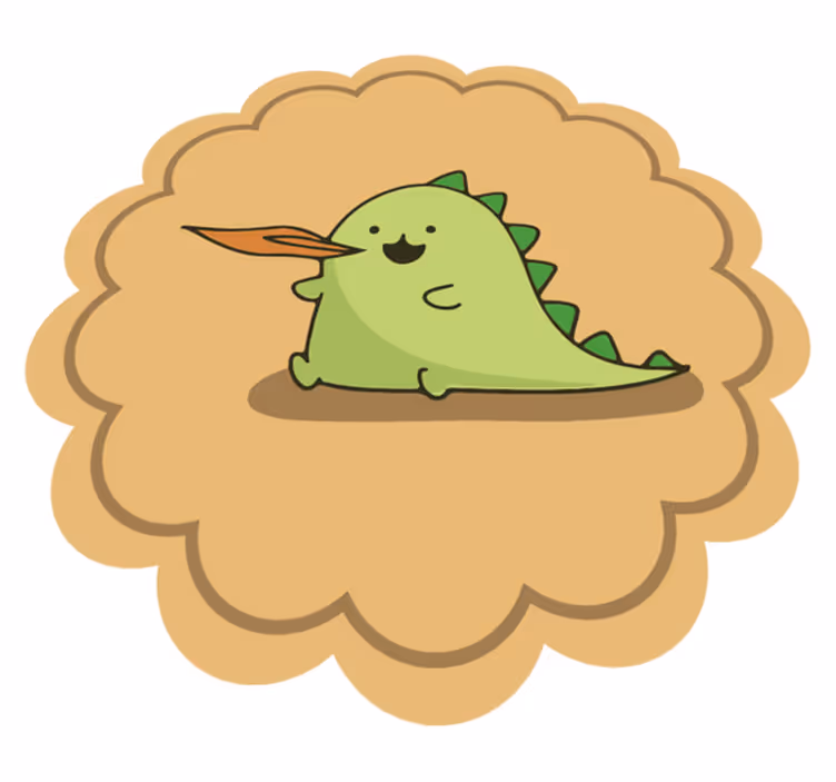 Dinosaurie tecknade sitter andas eld matta - Tenstickers