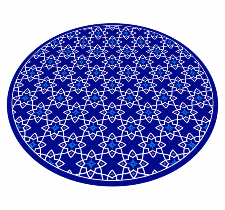 Azurblå blommönster Vinylmatta Mosaik - Tenstickers
