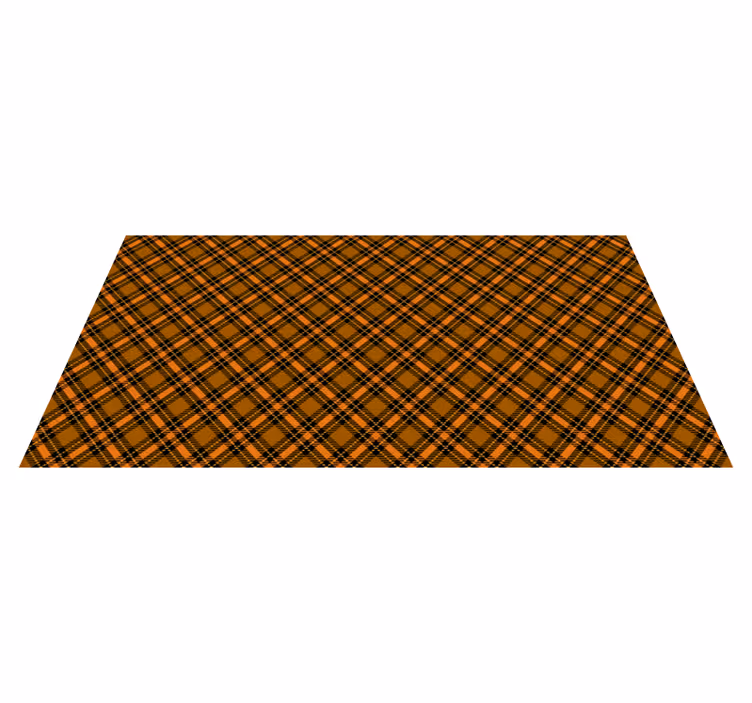 Svart och orange tartan vintage matta - Tenstickers