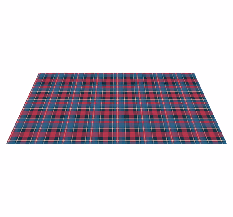 Blå och röd tartan vintage matta - Tenstickers