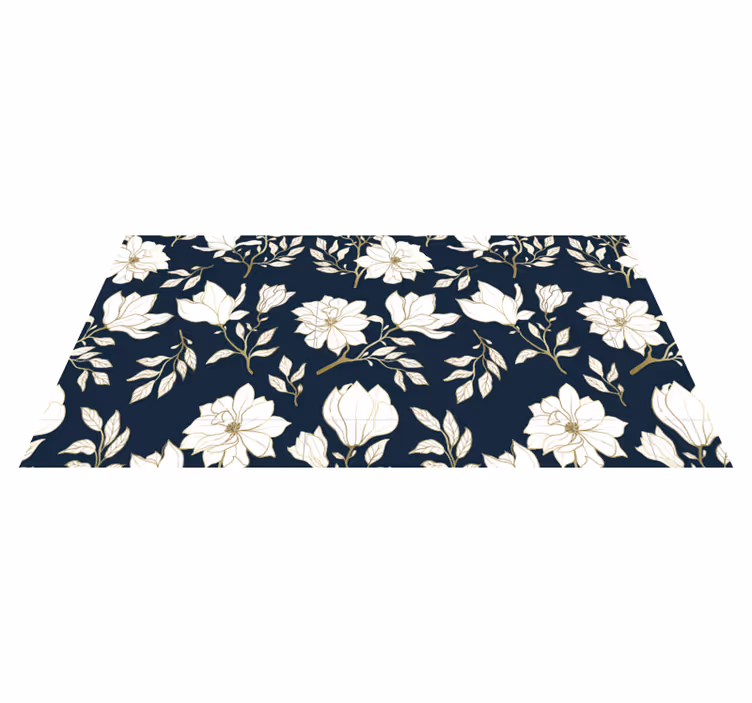 Vita blommor mönster natur vinyl matta - Tenstickers