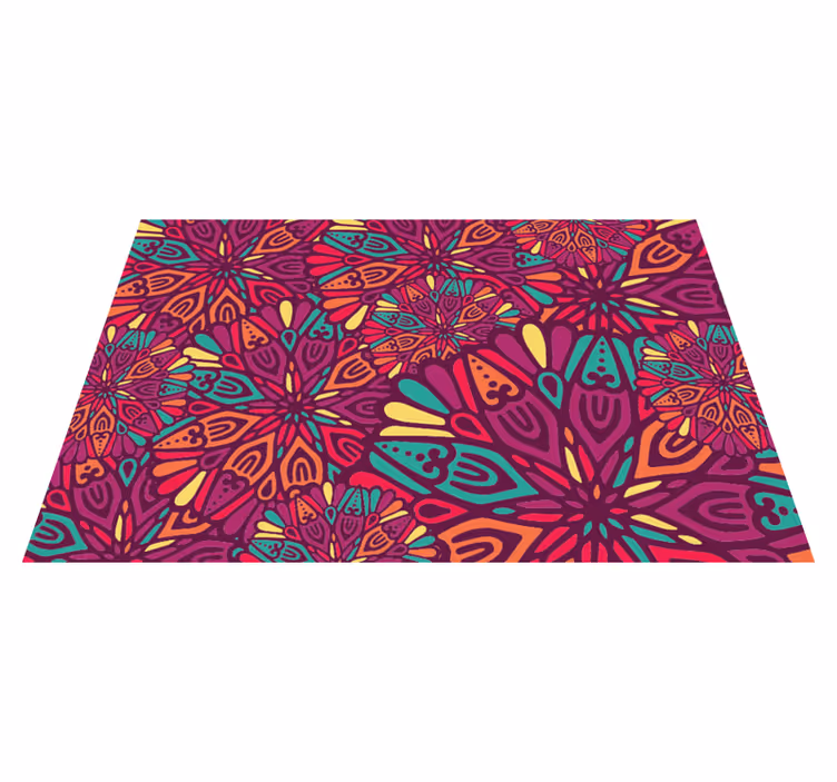 Livfullt lila motiv Vinylmatta Mandala - Tenstickers