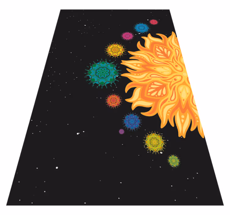 Färgglatt solstrålningsmotiv Vinylmatta Mandala - Tenstickers