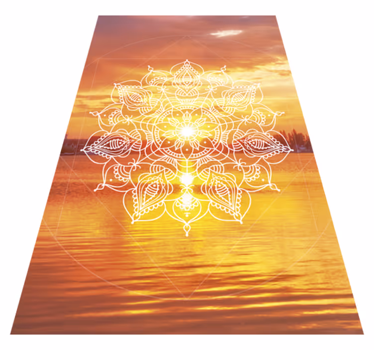 Ljus orange design Vinylmatta Mandala - Tenstickers