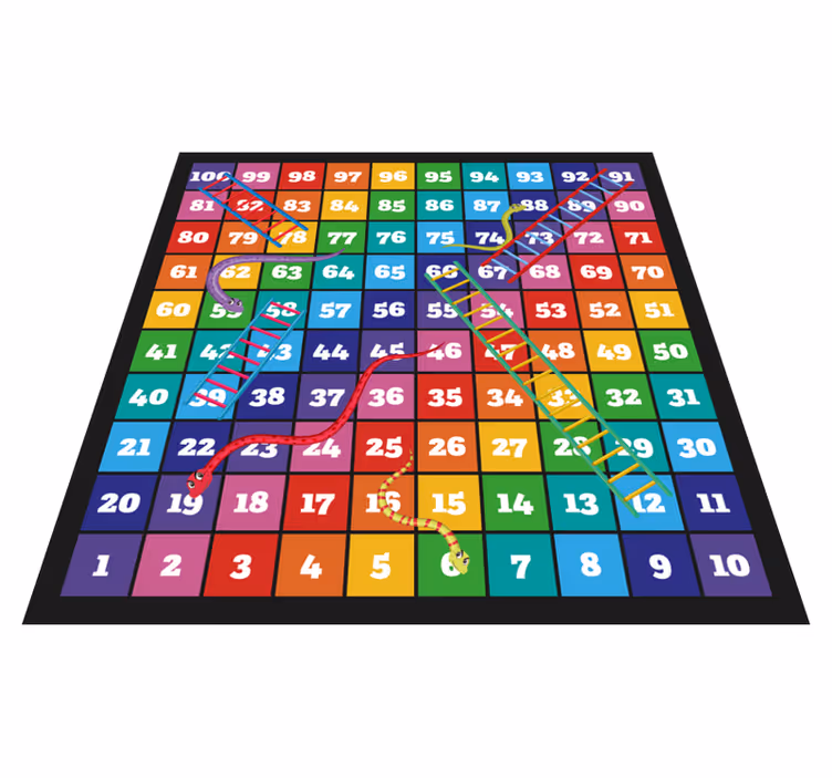 Regnbågsormar och stegar spel vinylmatta - Tenstickers