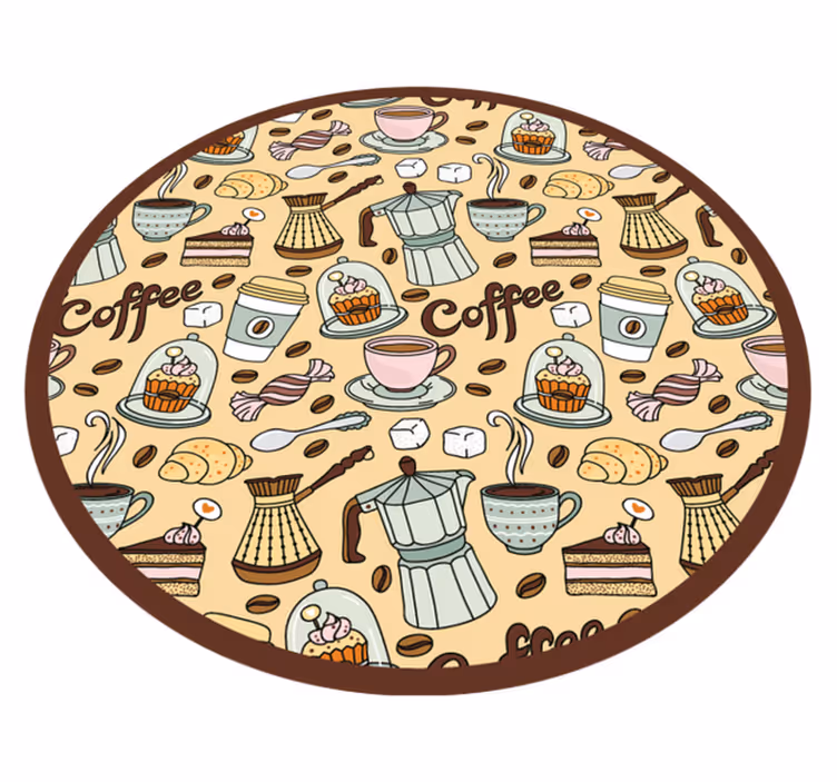 Rund kaffedesign Vinylmatta Kök - Tenstickers