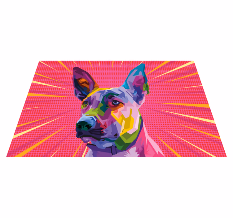 Regnbåge popkonst hund djur vinyl matta - Tenstickers