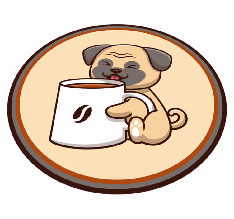 Söt mopsmugg Vinylmatta djur - Tenstickers
