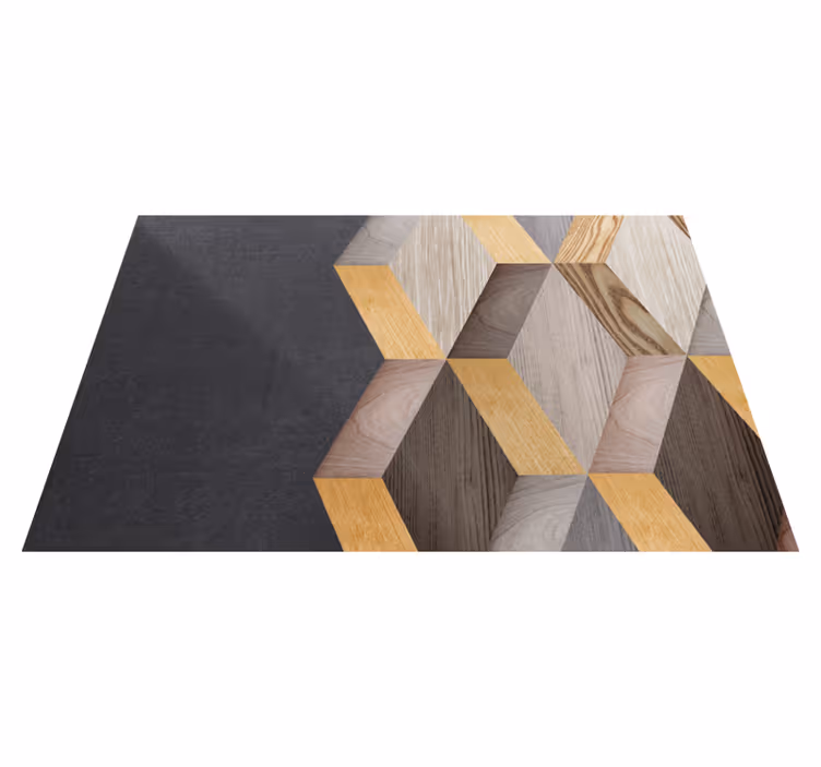 Geometriskt kubiskt mönster Vinylmatta träeffekt - Tenstickers