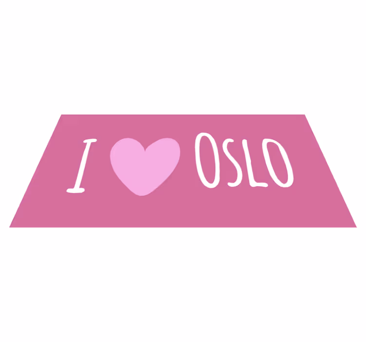 Jag älskar oslo rosa hjärta nordisk vinylmatta - Tenstickers
