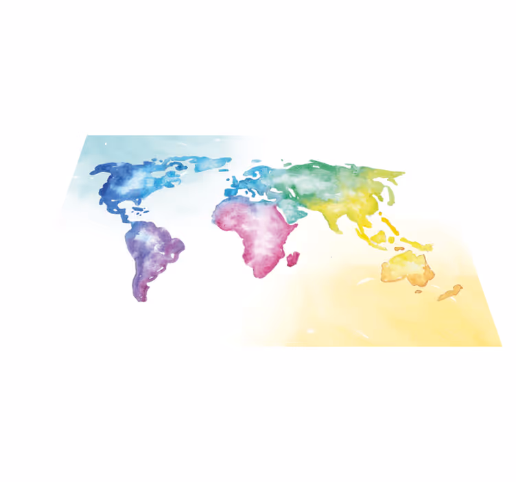 Livfull global karta Vinylmatta Världskarta - Tenstickers