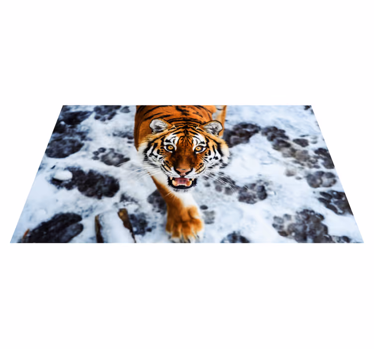 Vild tigerhållning Vinylmatta djur - Tenstickers