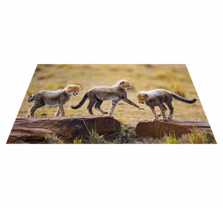 Djur söt cheetah ungar djur matta - Tenstickers