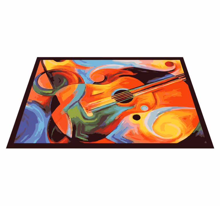 Modern konst färgstark gitarr vinyl matta - Tenstickers