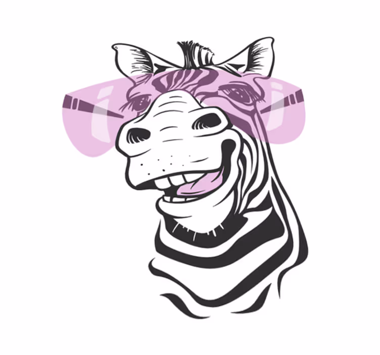 Leende zebraansikte Vinylmatta djur - Tenstickers