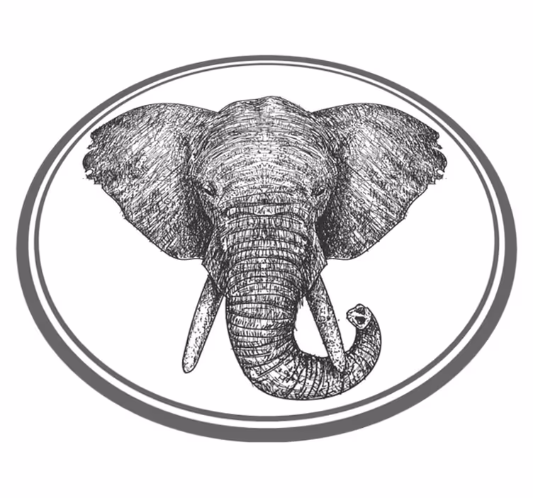 Grå elefantkontur Vinylmatta djur - Tenstickers