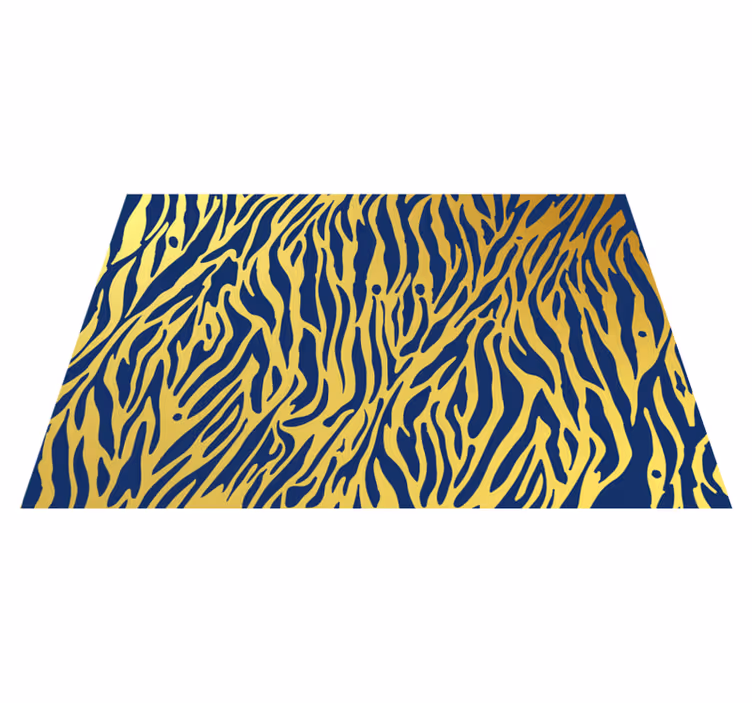 Gyllene och blå zebra djur tryck vinyl matta - Tenstickers