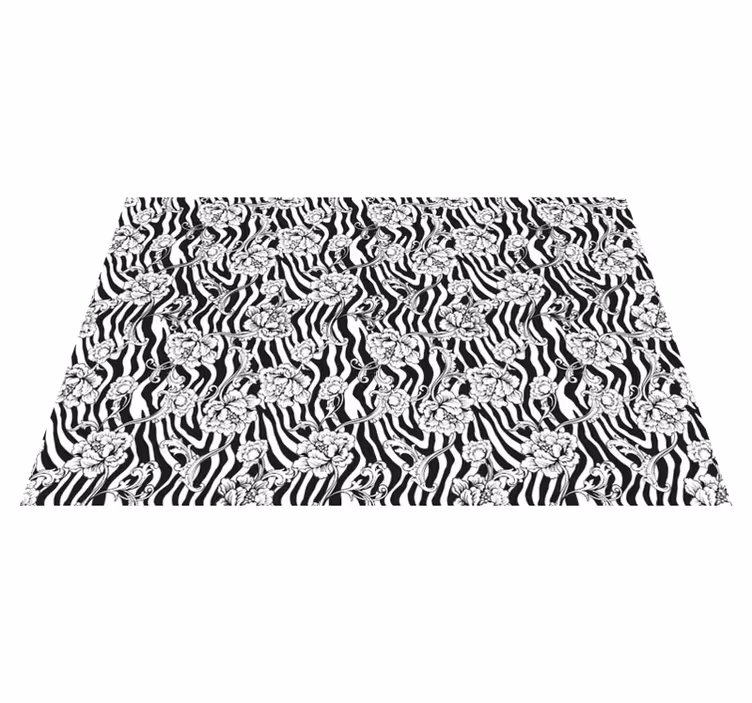 Zebra och blommor djurmynt vinylmatta - Tenstickers