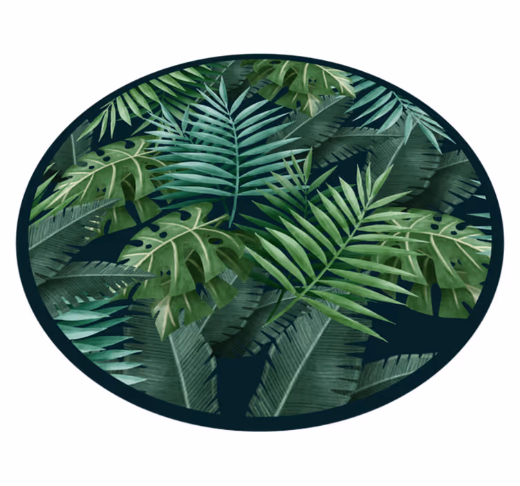 Cirkulär exotiska gröna blad sovrum vinyl matta - Tenstickers