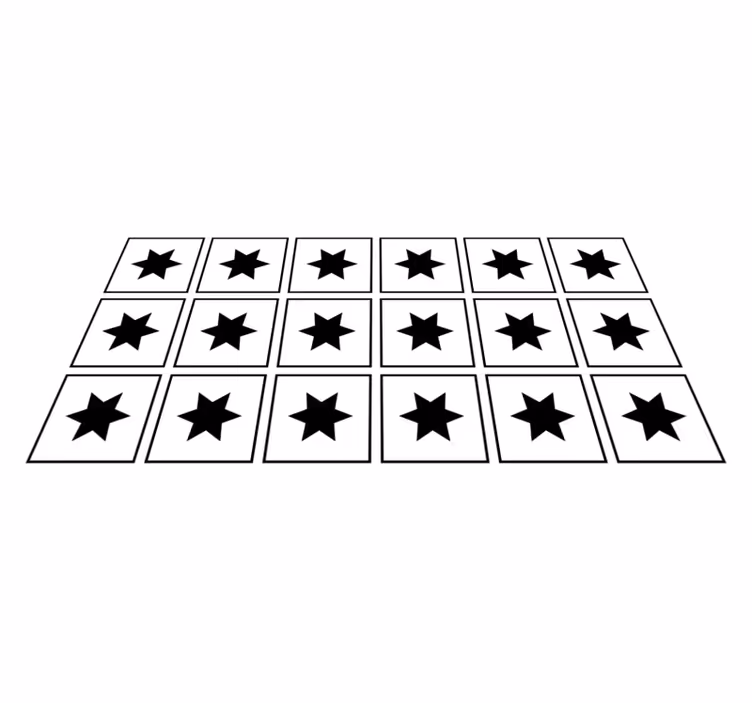 Vit stjärna svart kakel effekt vinyl matta - Tenstickers
