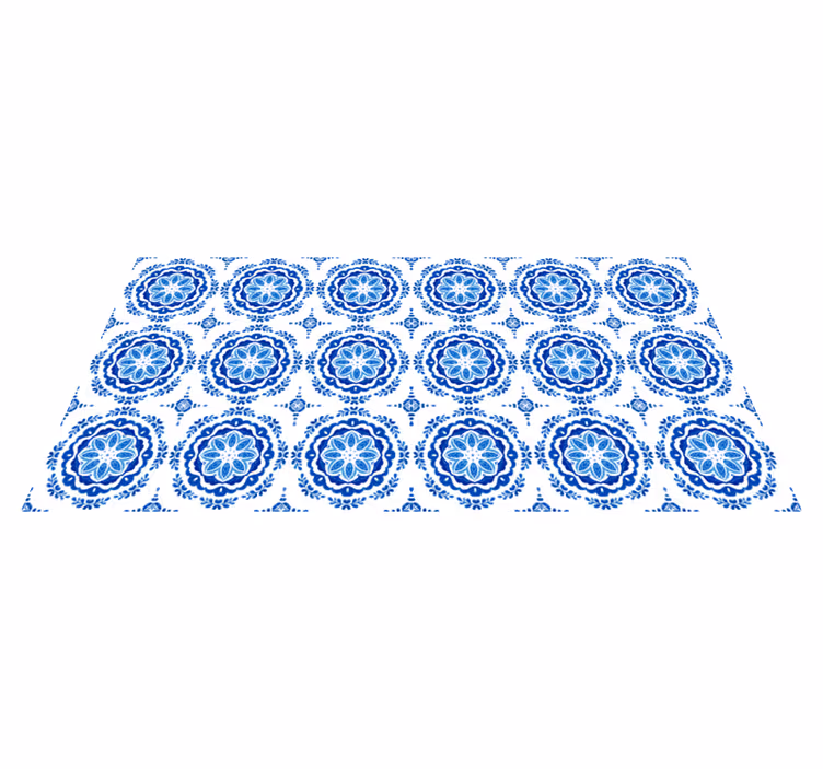 Azurblå blommotiv Vinylmatta Kök - Tenstickers