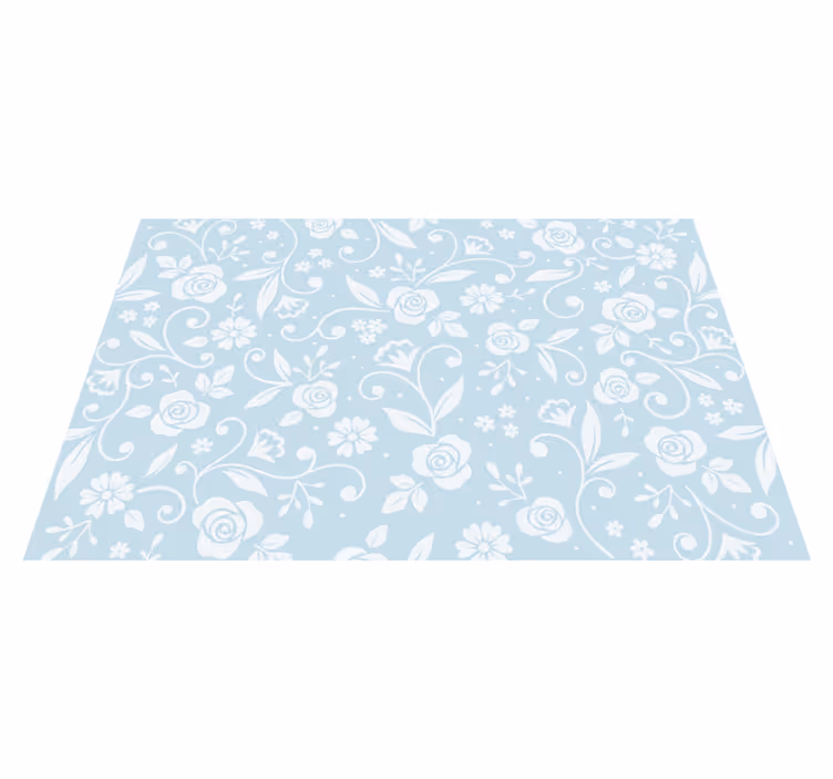 Blommönster blues Vinylmatta blommor och växter - Tenstickers