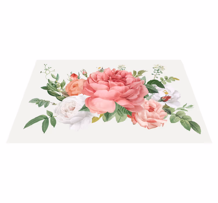Blommor och rosor blommig vinylmatta - Tenstickers
