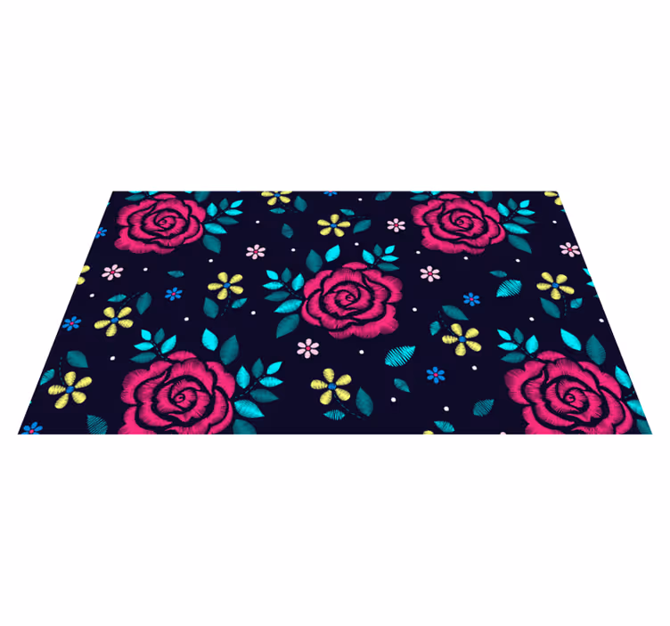 Mörka rosor blommiga sovrum vinyl matta - Tenstickers