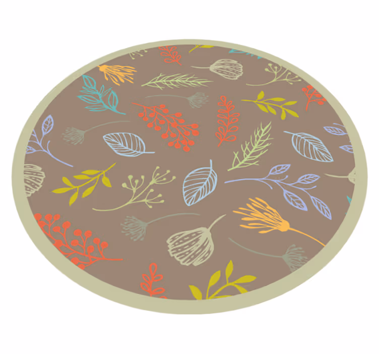 Botaniskt lövtryck Vinylmatta blommor och växter - Tenstickers