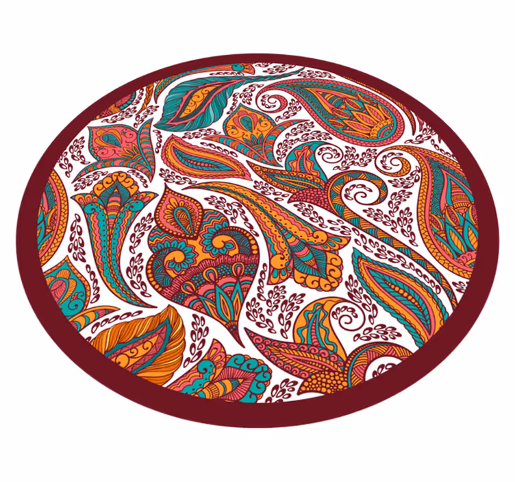 Färgglada virvlande mönster Vinylmatta Mandala - Tenstickers