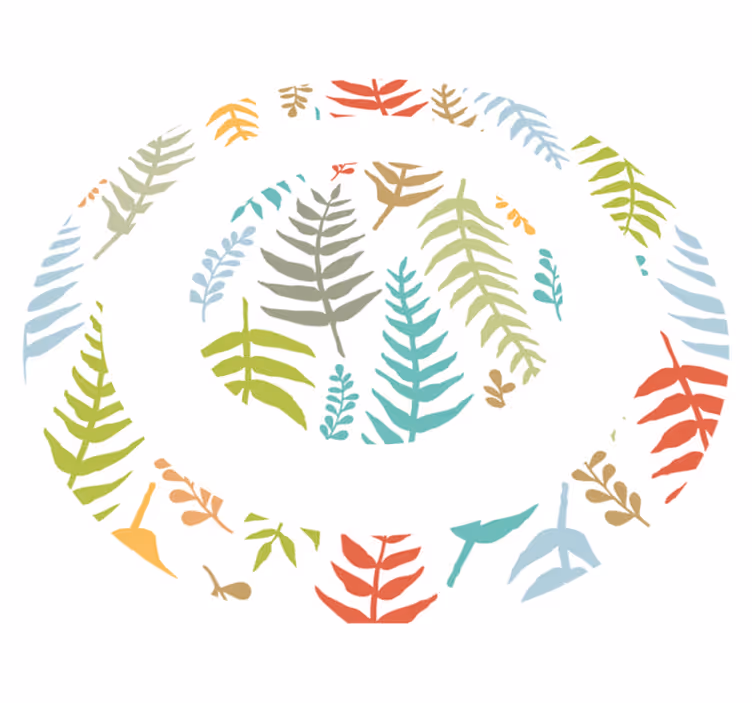 Vit lövdesign Vinylmatta natur - Tenstickers