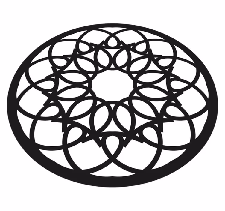 Intrikat svart mönster Vinylmatta Mandala - Tenstickers