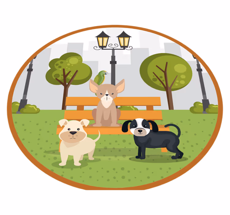 Hundar i parken Vinylmatta djur - Tenstickers