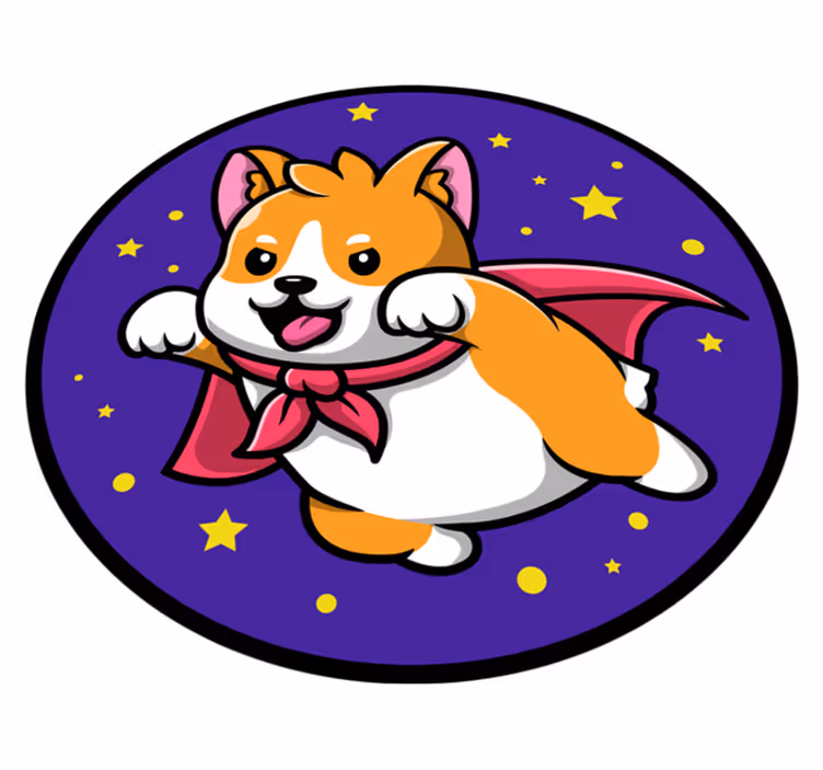 Superhjälte corgi Vinylmatta Barn - Tenstickers