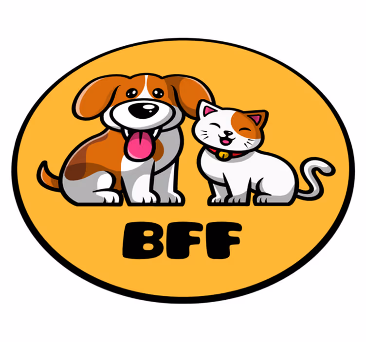 Söt katt och hund tecknad djur matta - Tenstickers