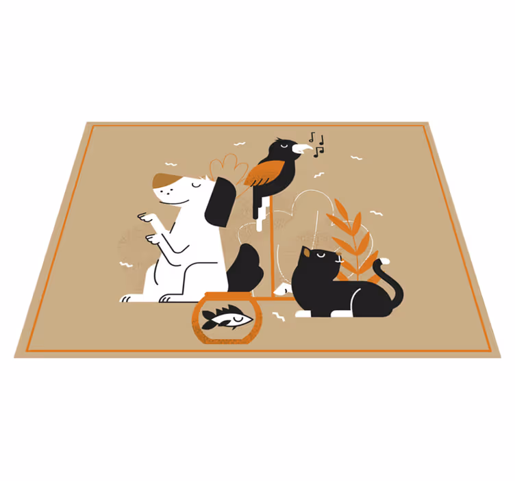 Beige husdjursillustration Vinylmatta djur - Tenstickers