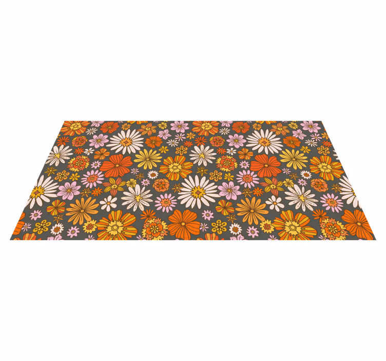 70-talets blommiga vinylmatta - Tenstickers
