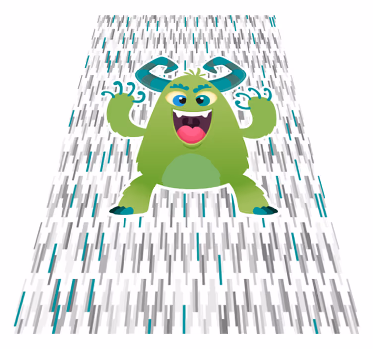Grönt monsterkaraktär Vinylmatta Barn - Tenstickers