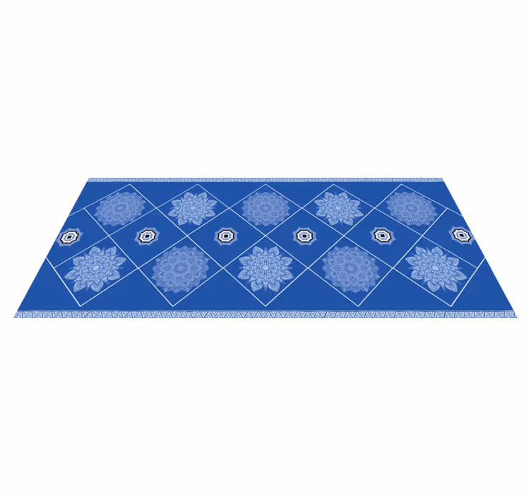 Blå mandalas lapptäcke matta - Tenstickers