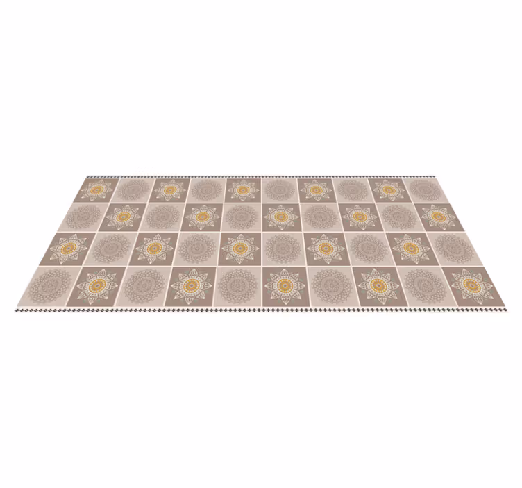 Invecklade blommiga plattor Vinylmatta Mandala - Tenstickers