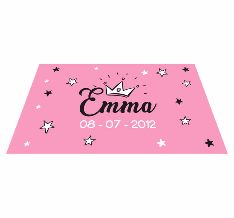 Baby rosa prinsessa med namn personlig matta - Tenstickers