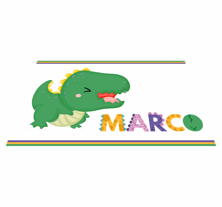 Grön dinosaurie med namn personlig matta - Tenstickers
