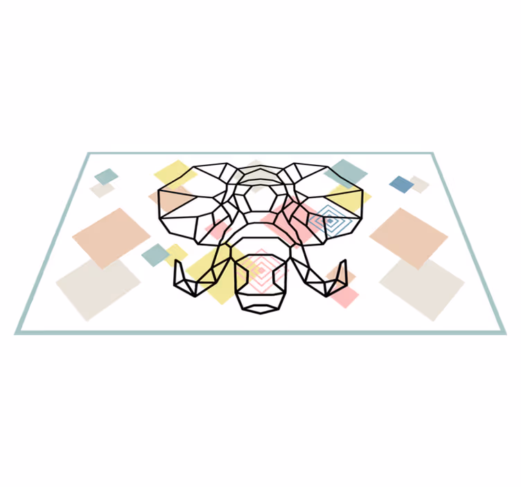 Elefant geometrisk form nordisk vinylmatta - Tenstickers