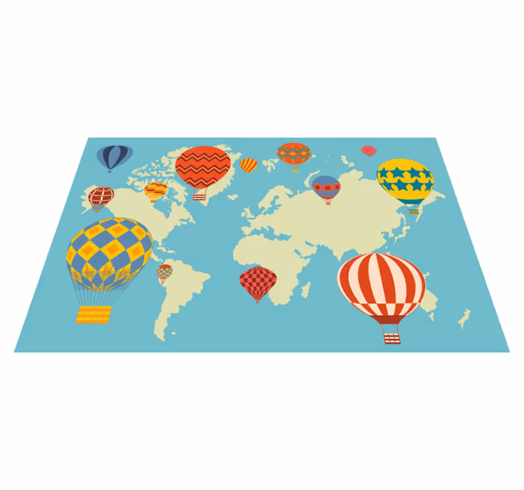 Färgglada luftballonger Vinylmatta Världskarta - Tenstickers