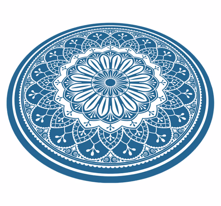 Stor mandala på blå mandala vinylmatta - Tenstickers