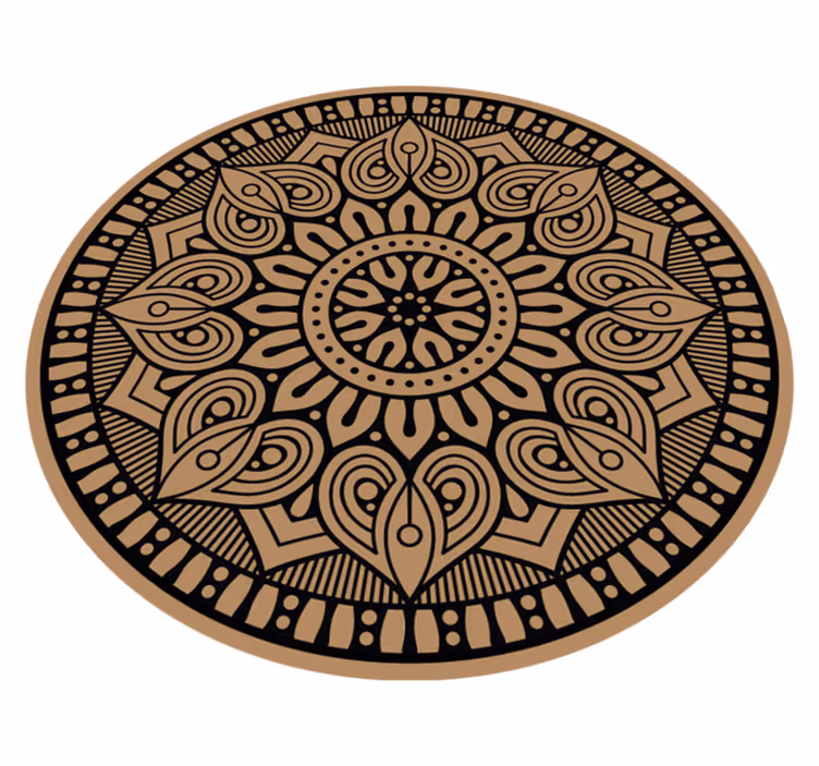 Svart penna på brun mandala vinylmatta - Tenstickers