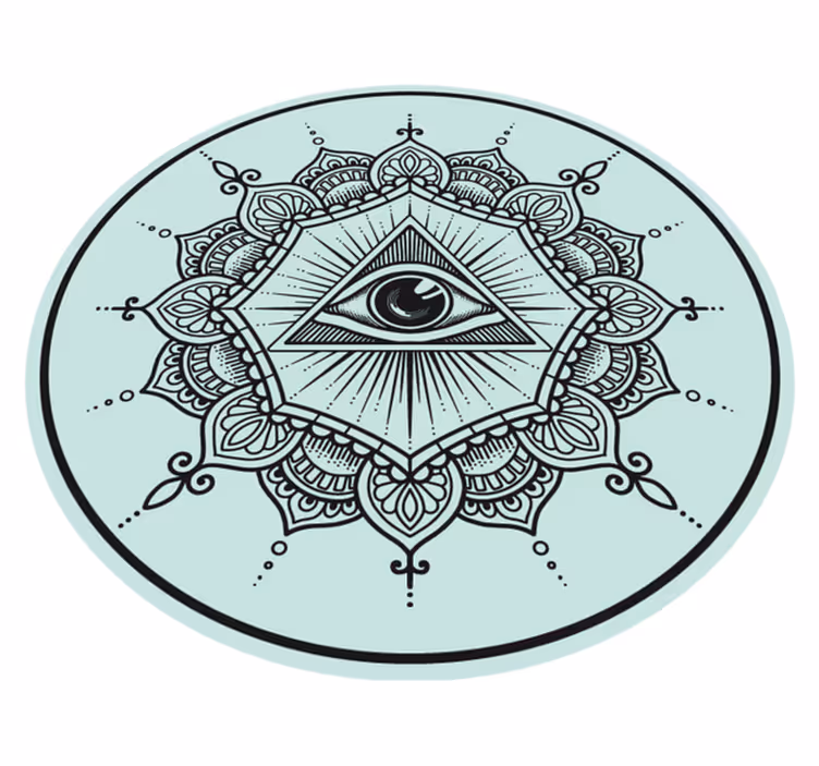 Blå ögonformad mandala vinylmatta - Tenstickers