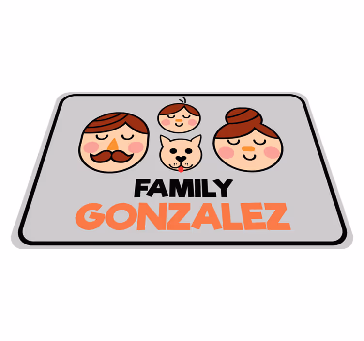 Namn med familj och hund. Personlig matta - Tenstickers