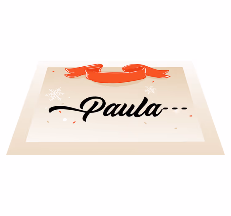 Beige design anpassat namn Vinylmatta Jul - Tenstickers
